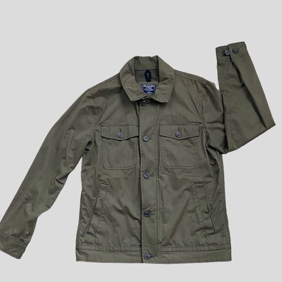 Abercrombie & Fitch overshirt jacket in olive army green size small full zip - Picture 2 of 12